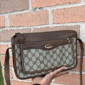 Gucci Signature Brown and Cream Crossbody Bag
